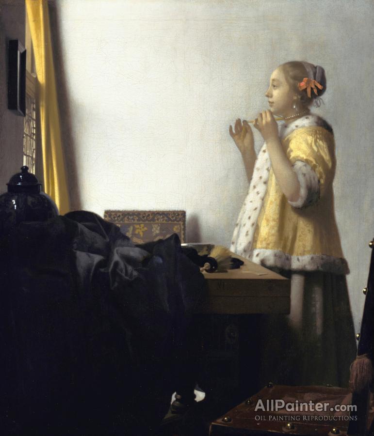Johannes Vermeer Young Woman With A Pearl Necklace Oil Painting ...