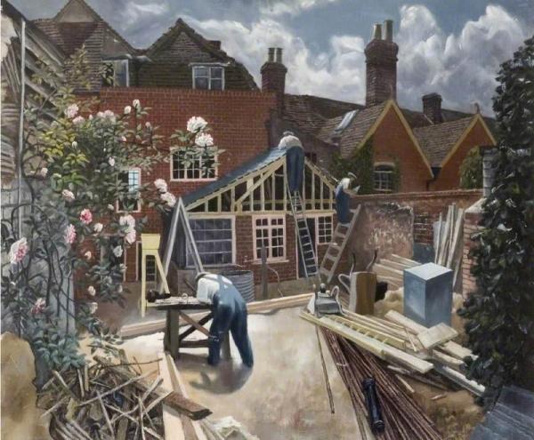 John Arthur Malcolm Aldridge Builders At Work, Brick House, Great Bardfield