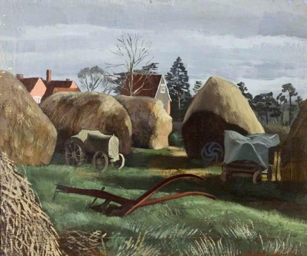 Haystacks, The Place Farm by John Arthur Malcolm Aldridge