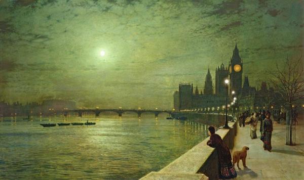 Reflections On The Thames, Westminster by John Atkinson Grimshaw