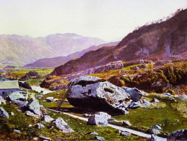The Bowder Stone, Borrowdale by John Atkinson Grimshaw