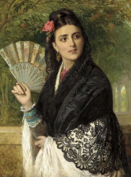A Spanish Beauty by John Bagnold Burgess Oil Painting Reproductions