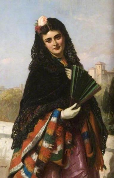 Spanish Lady With A Fan by John Bagnold Burgess
