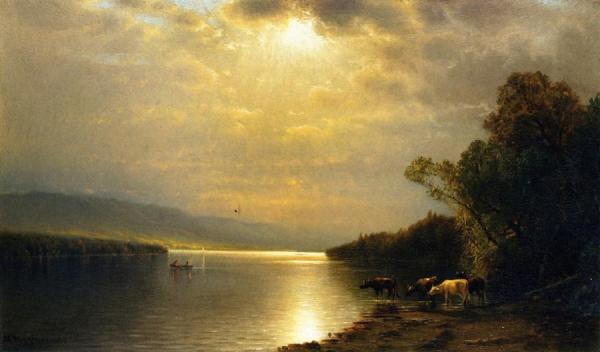 Sunset River Landscape by John Carleton Wiggins