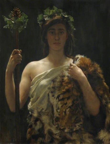 Young Girl Draped In A Tiger Skin by John Collier