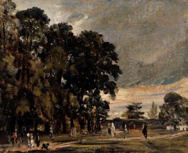 Landscape Sudy:  Figures By A Clump Of Trees by John Constable