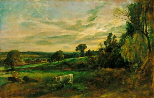 Summer Evening: View Near East Bergholt Showing Langham Church, Stratford Church And Stoke-by-nayland Church by John Constable