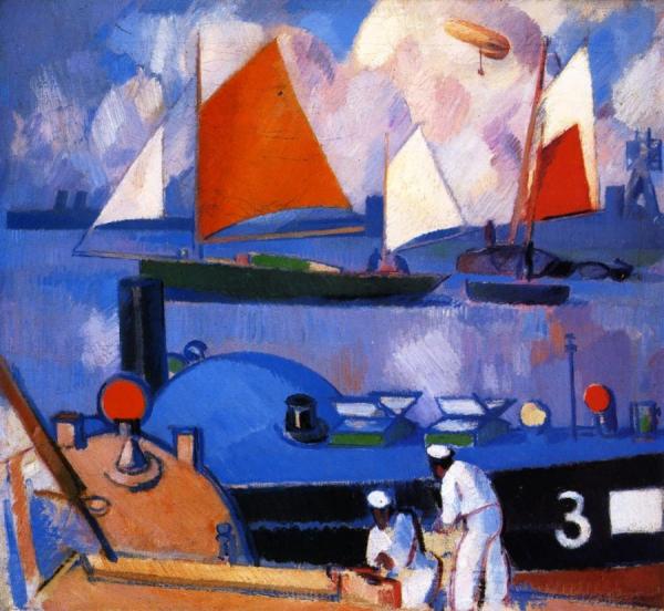 Blue Submarine: Portsmouth Harbour by John Duncan Fergusson