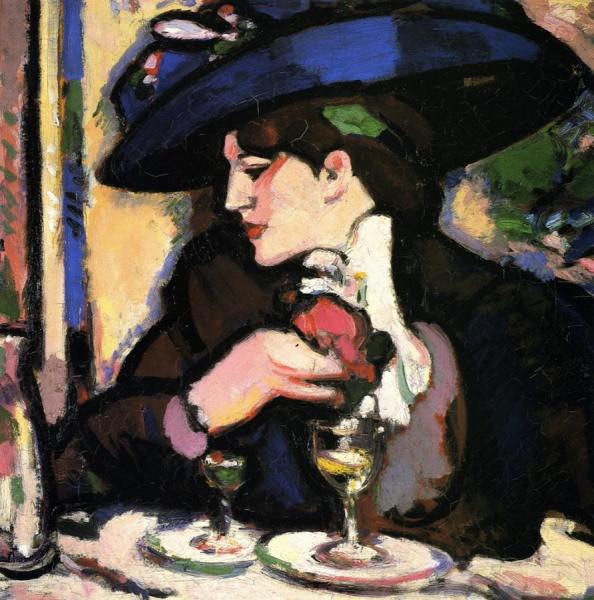 The Blue Hat, Closerie Des Lilas by John Duncan Fergusson