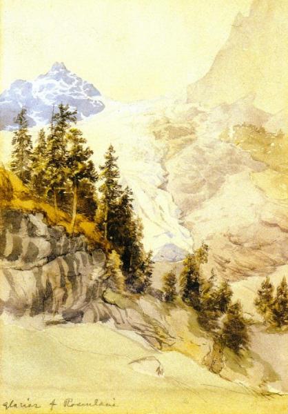Preliminary Watercolor Sketch For 'the Glacier Of Rosenlaut] by John Edward Brett, A.r.a.