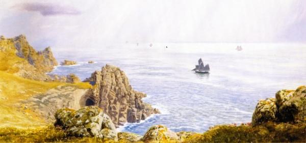Summer Mists Off Tol Pedn by John Edward Brett, A.r.a.