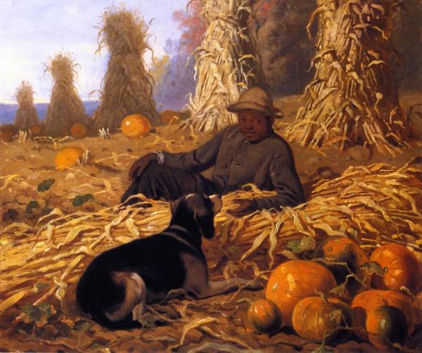 Hound Dog And Pumpkins by John Ehninger