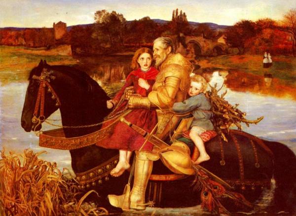 A Dream Of The Past - Sir Isumbras At The Ford by John Everett Millais