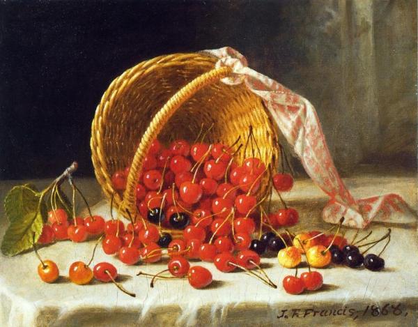 A Basket Of Cherries by John F. Francis Oil Painting Reproductions