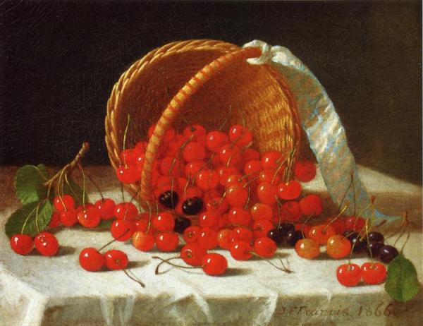 Cherries Spilling From A Basket by John F. Francis