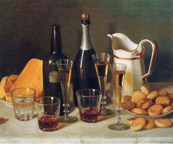 Still Life: Cognac And Biscuits by John F. Francis