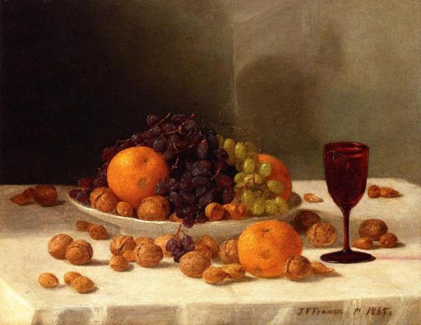 Still Life With Fruit And Nuts by John F. Francis