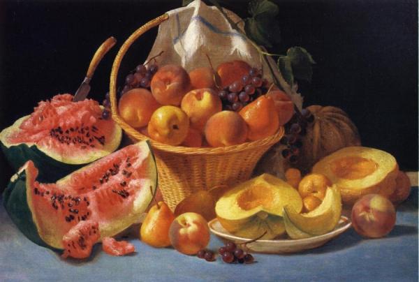 Still Life With Melons, Peaches And Grapes by John F. Francis Oil Painting Reproductions