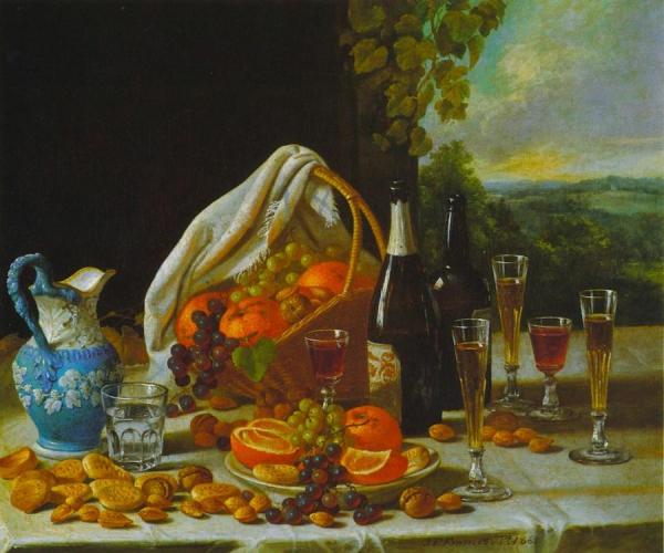 Still Life With Wine And Fruit by John F. Francis