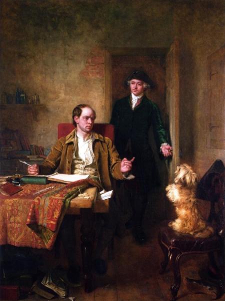 Sir Joshua Reynolds Visiting Goldsmith In His Study by John Faed Oil Painting Reproductions
