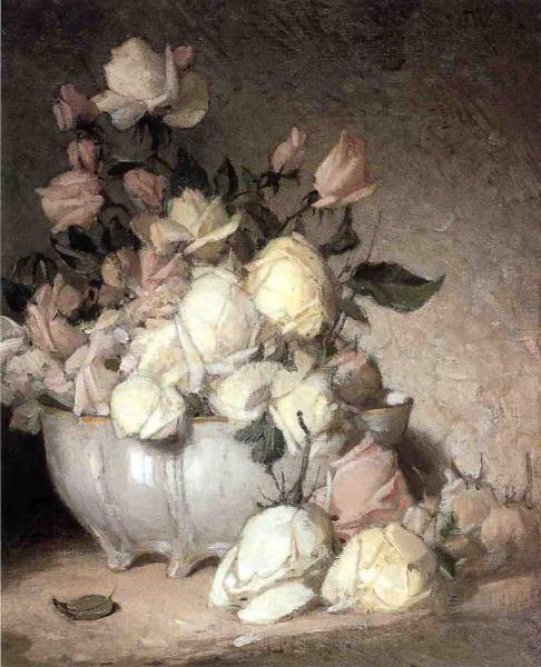 Roses In A Porcelain Bowl by John Ferguson Weir