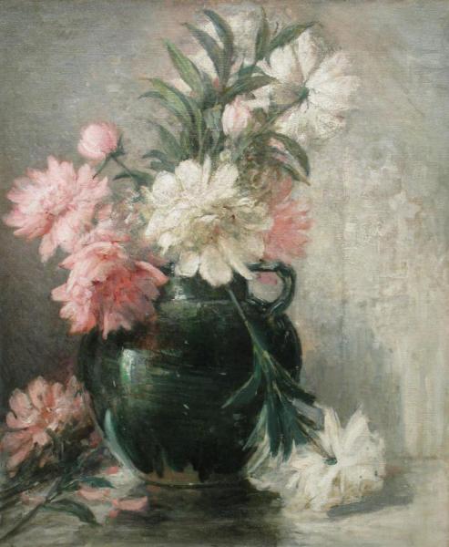 Still Life With Pink And White Peonies by John Ferguson Weir