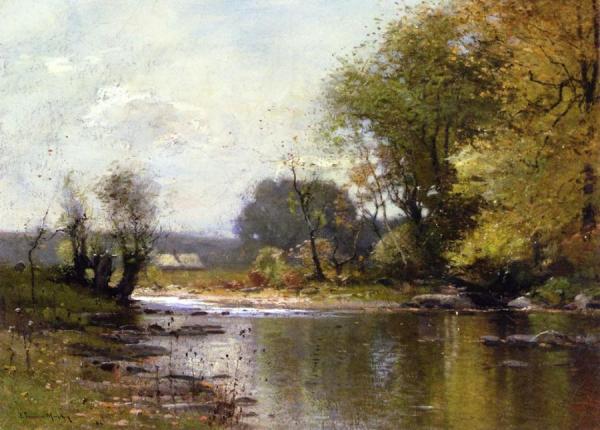 Wooded River Landscape by John Francis Murphy Oil Painting Reproductions