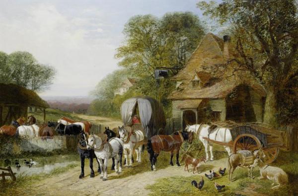 Halt Outside The Bull's Head by John Frederick Herring, Sr