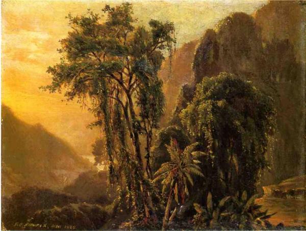 A Glimpse Of The Caribbean Sea From The Jamaica Mountains by John Frederick Kensett