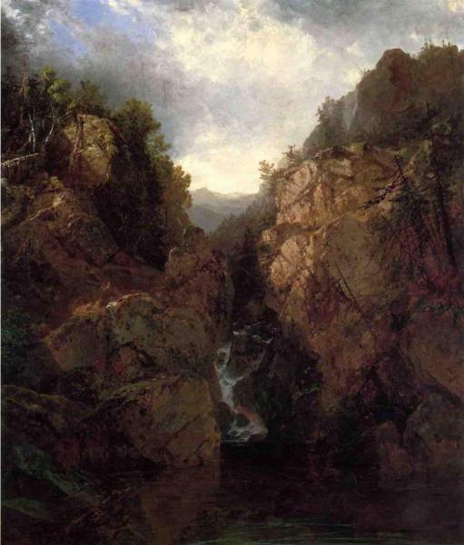 A Woodland Waterfall by John Frederick Kensett