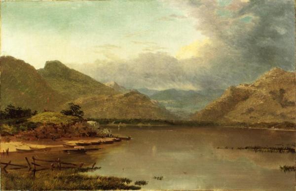 Lake With Boaters by John Frederick Kensett