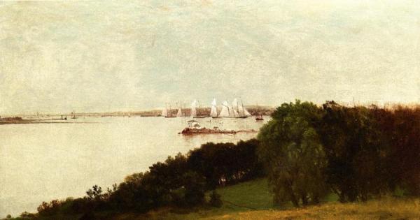 Newport Harbor And The Home Of Ida Lewis by John Frederick Kensett
