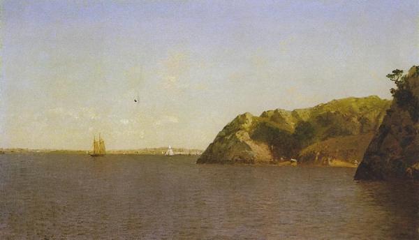 Sailing On The Bay, Newport Harbor by John Frederick Kensett