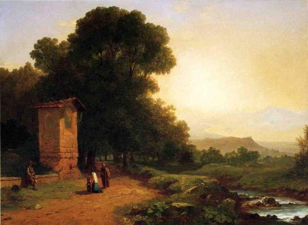The Shrine - A Scene In Italy by John Frederick Kensett