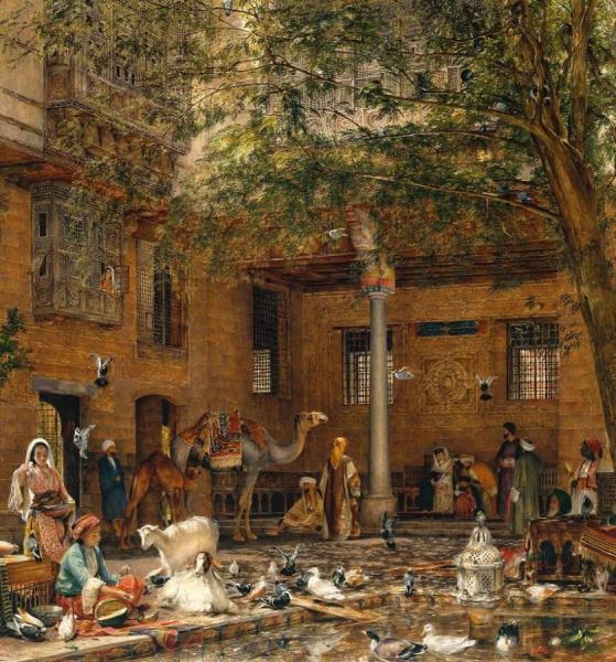 Study For The Courtyard Of The Coptic Patriarch's House In Cairo by John Frederick Lewis, Ra