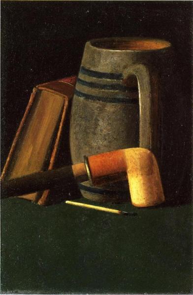 Book, Mug, Pipe And Match by John Frederick Peto