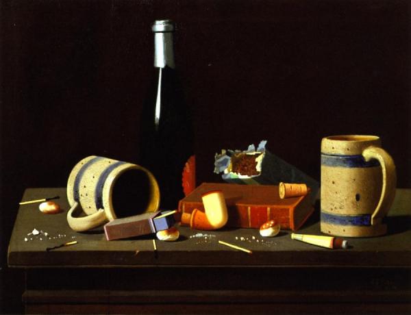 Mugs, Bottle And Pipe by John Frederick Peto