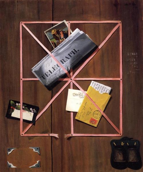 Rack Picture With Telegraph, Letter And Postcards by John Frederick Peto