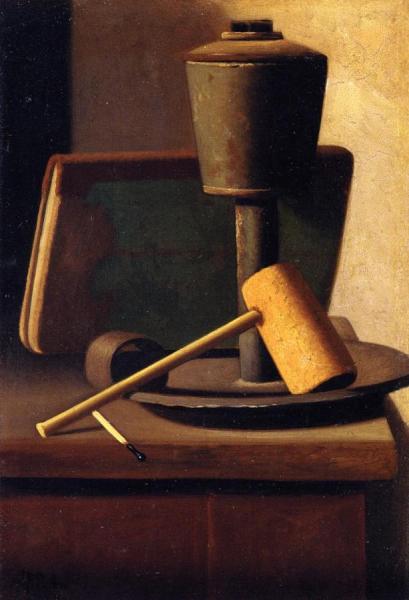 Still Life With Book, Lamp, Pipe And Match by John Frederick Peto