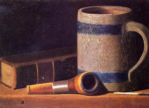 Still Life With Mug, Pipe And Book by John Frederick Peto