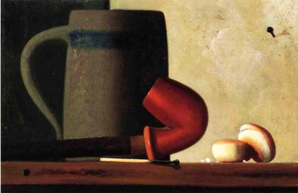 Still Life With Mug, Pipe And Oyster Crackers by John Frederick Peto