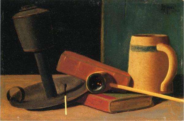 Still Life With Pipe And Mug by John Frederick Peto