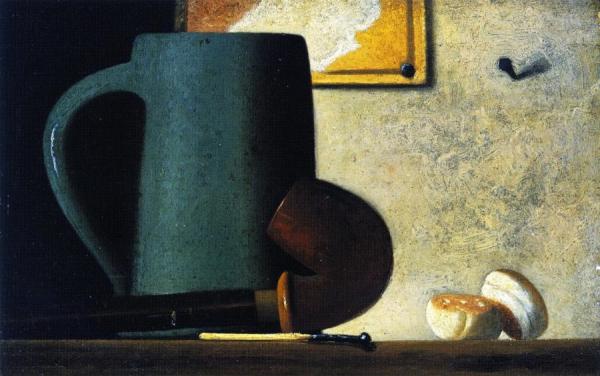 John Frederick Peto Still Life With Pipe, Mug And Biscuits