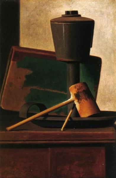 Still Life With Pipe, Oil Lamp And Book by John Frederick Peto Oil Painting Reproductions
