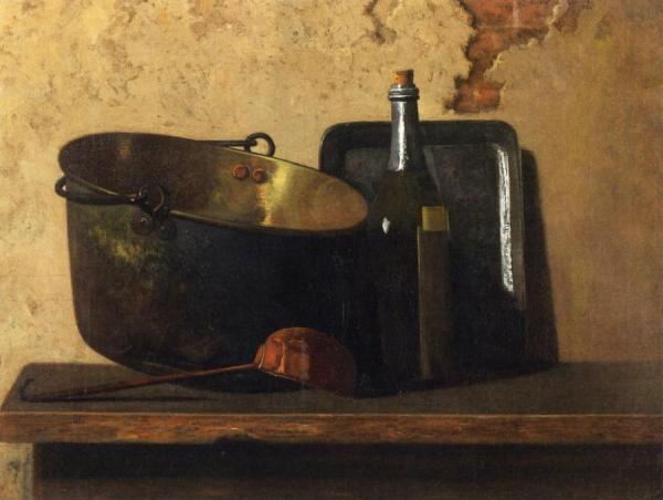 Wine And Brass Stewing Kettle by John Frederick Peto