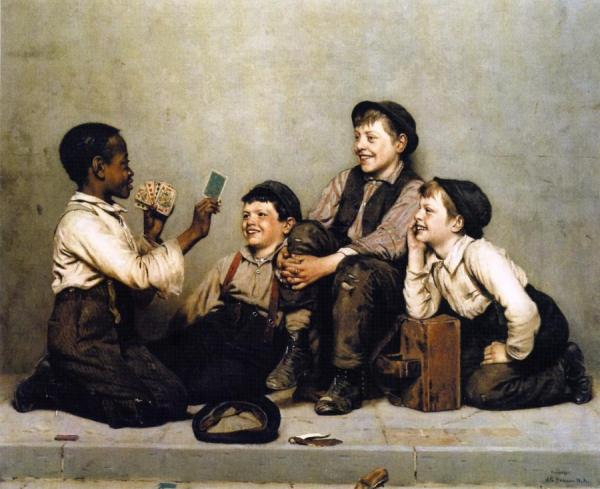 A Card Trick by John George Brown Oil Painting Reproductions