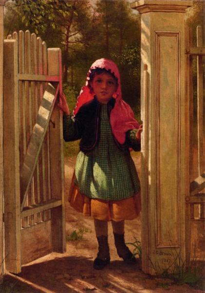 At The Doorway by John George Brown