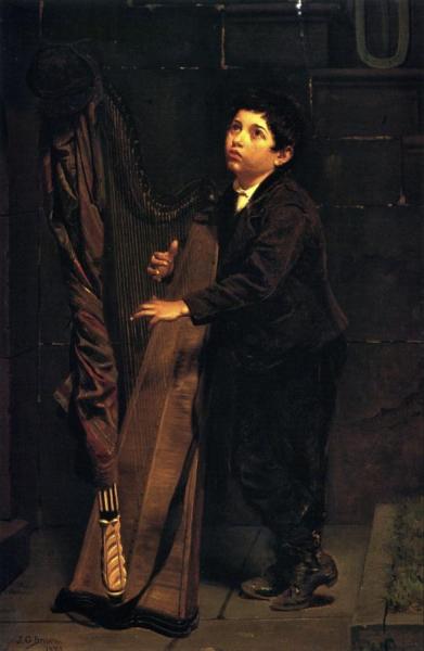 Boy With Harp by John George Brown