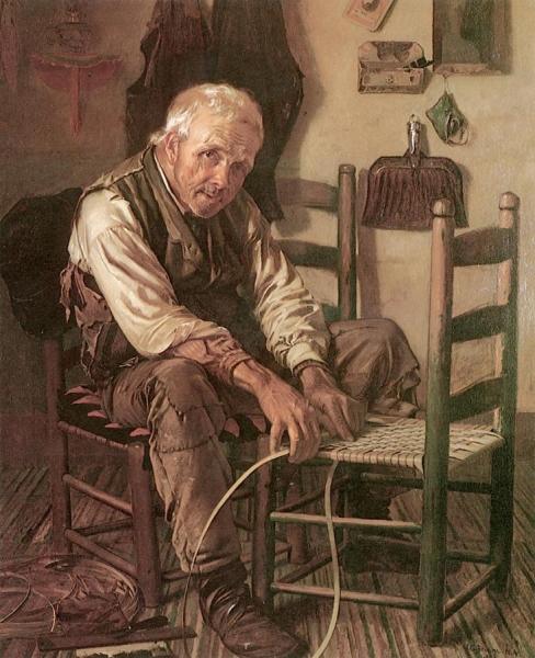 John George Brown Caning The Chair