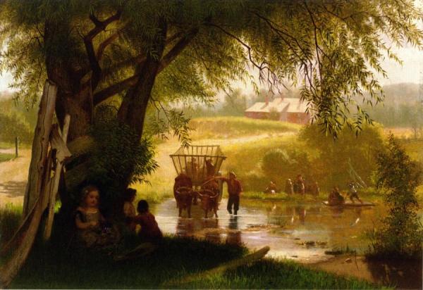 Crossing The Stream by John George Brown
